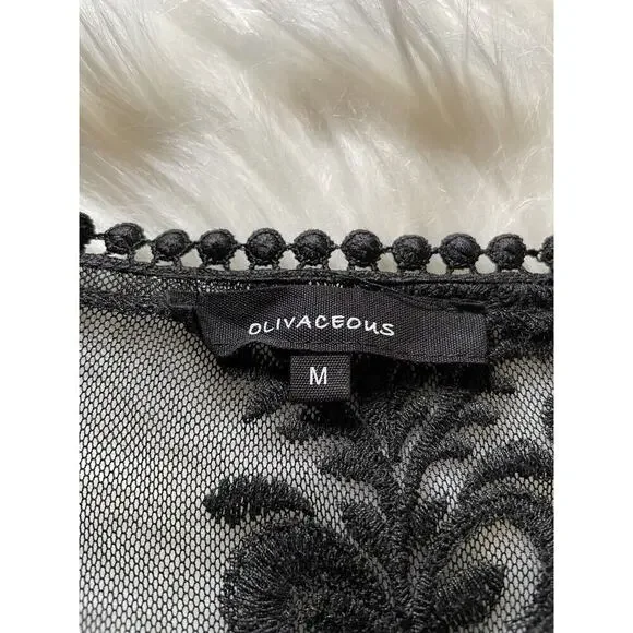 OLIVACEOUS Women’s Dress Party Cocktail Black lace and Nude Mini sexy - Picture 3 of 8